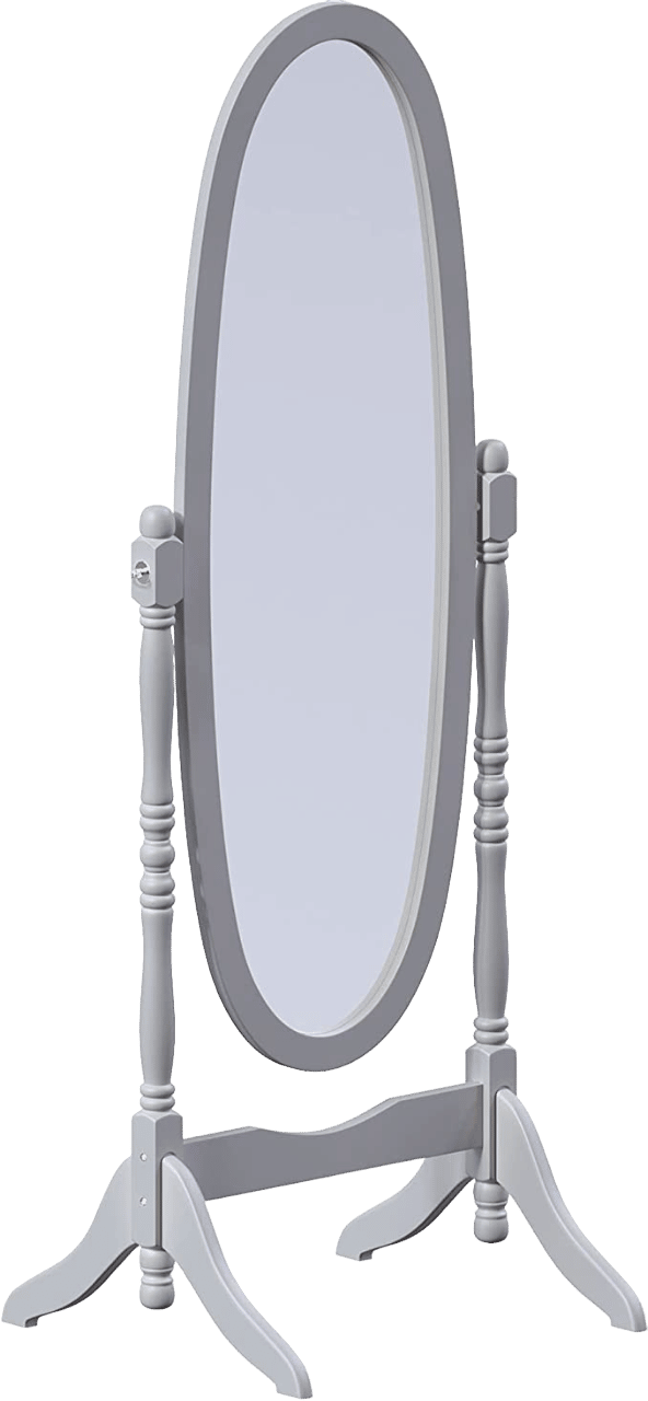 Miroir Ovale sur Pied en Bois pivotant Gris